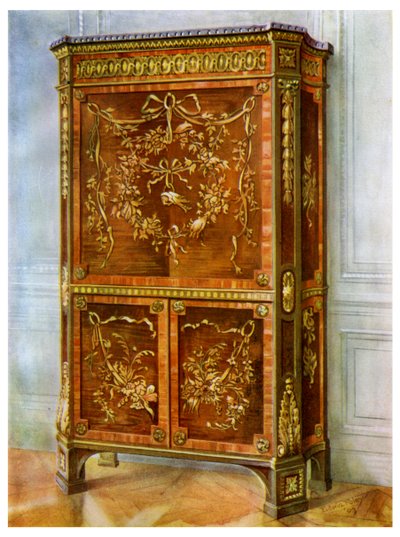 Inkrustowany ormolu stojący sekretarzyk stojący, francuski, 1911-1912. autorstwa Edwin Foley