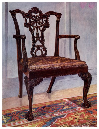 Fotel mahoniowy, styl Chippendale, 1911-1912. autorstwa Edwin Foley