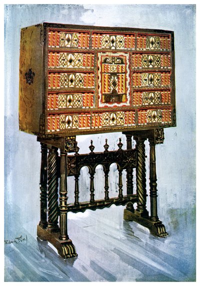 Szafka Vargueno z kasztanów, kości słoniowej i innych materiałów, 1910. autorstwa Edwin Foley