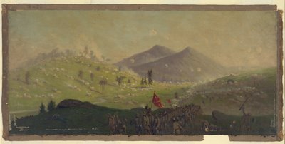 Atak na Little Round Top przetrzymywany przez 5. Korpus dowodzony przez generała Sykesa autorstwa Edwin Forbes