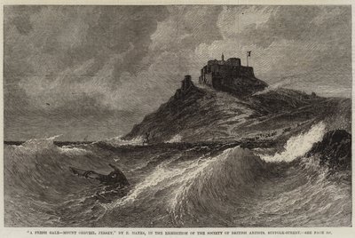 Świeża wichura, Mount Orgueil, Jersey autorstwa Edwin Hayes