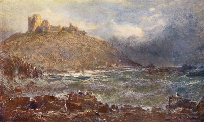 Zamek Criccieth (kolorowa litografia) autorstwa Edwin Hayes
