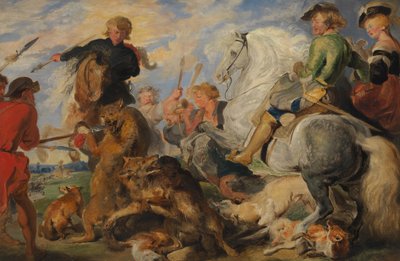 Kopia wg Rubenss Wolf and Fox Hunt, ca. 1824-26. autorstwa Edwin Landseer