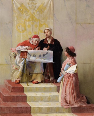Bramante pokazuje plany budowy bazyliki św. Piotra papieżowi autorstwa Edwin Howland Blashfield