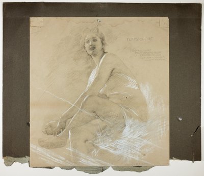 Terpsichore (recto) i Tańcząca postać kobieca (verso), Studia ścienne na suficie salonu, rezydencja Collisa P. Huntingtona, obecnie Galeria Sztuki Uniwersytetu Yale autorstwa Edwin Howland Blashfield