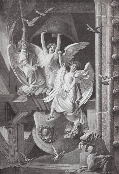 Dzwonki bożonarodzeniowe (kolorowa litografia) autorstwa Edwin Howland Blashfield