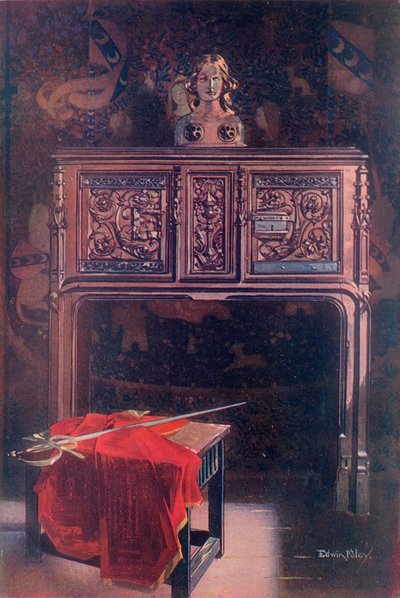 Rzeźbiona dębowa kredens – Ludwik XII autorstwa Edwin John Foley