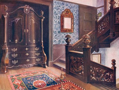 Rzeźbiona szafa bombowa z orzecha włoskiego z ściganymi wierzchowcami autorstwa Edwin John Foley