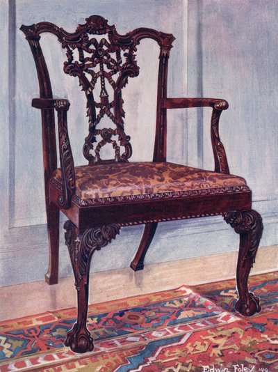 Mahoniowy fotel — styl Chippendale autorstwa Edwin John Foley