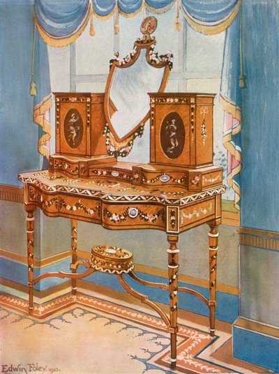 Toaletka z drewna satynowego z medalionami autorstwa Edwin John Foley