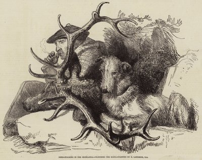 Polowanie na jelenie w górach, obserwacja ciała autorstwa Edwin Landseer