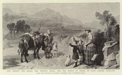 Jej Wysokość Królowa, Księżniczka Królewska i Książę Walii w Loch Laggan w Szkocji autorstwa Edwin Landseer