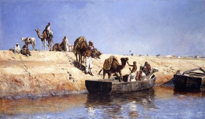 Załadunek wielbłądów na plaży na sprzedaż, Maroc, 1880 autorstwa Edwin Lord Weeks