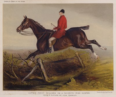Kapitan Percy Williams o ulubionym irlandzkim myśliwym (kolor lito) autorstwa Edwin Noble