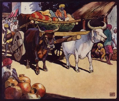 Indian Bullock-Waggon (kolor lito) autorstwa Edwin Noble