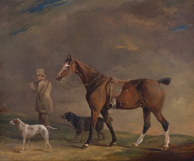 Sportowiec ze strzelającym kucykiem i psami myśliwskimi autorstwa Edwin W. Cooper of Beccles
