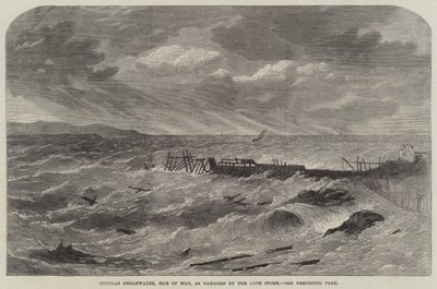 Douglas Breakwater, Isle of Man, uszkodzony przez późną burzę autorstwa Edwin Weedon