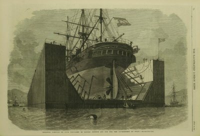 Pływający ponton lub dok przygotowany przez firmę Messrs. Rennie and Son dla rządu Hiszpanii autorstwa Edwin Weedon