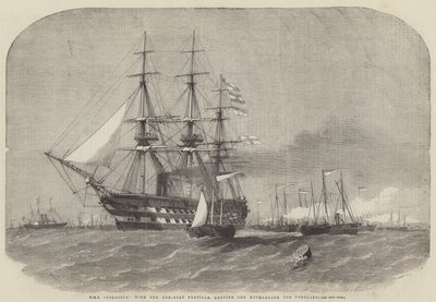 HMS Colossus wraz z Flotyllą Kanonierek opuszcza bank macierzysty dla Portland autorstwa Edwin Weedon