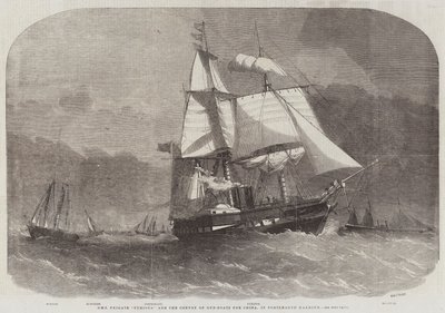 HMS Frigate Furious i konwój kanonierek do Chin, w porcie Portsmouth autorstwa Edwin Weedon