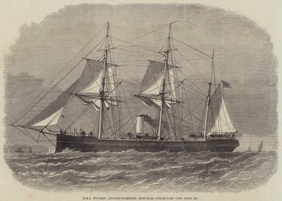 HMS Wyvern, dwuwieżowy, żelazny taran parowy autorstwa Edwin Weedon