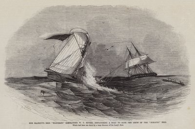 Bryg Jej Królewskiej Mości Nautilus, dowódca WT Rivers, wysyła łódź, aby uratować załogę brygu Horatio autorstwa Edwin Weedon