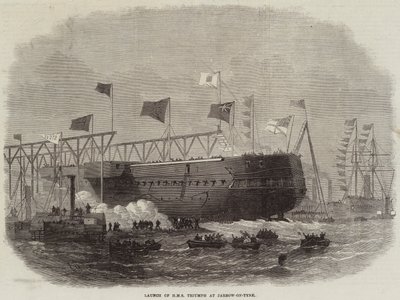 Wodowanie HMS Triumph w Jarrow-on-Tyne autorstwa Edwin Weedon