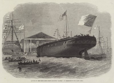 Premiera portugalskiego Sagres Screw-Corvette w Limehouse autorstwa Edwin Weedon