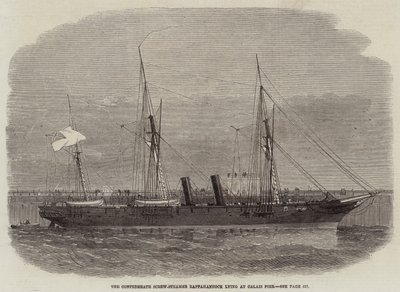 Konfederacki parowiec Rappahannock leżący na molo w Calais autorstwa Edwin Weedon