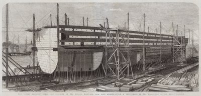 Great Eastern Steam-Ship building on the Stocks, Millwall, 22,500 Tons Burden autorstwa Edwin Weedon