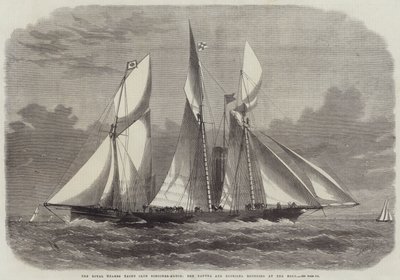 The Royal Thames Yacht Club Schooner-Match, zaokrąglenie Xantha i Gloriana w Nore autorstwa Edwin Weedon