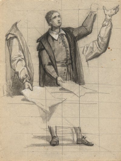 Głoszenie człowieka, szkic do podpisania umowy w domku Mayflower autorstwa Edwin White