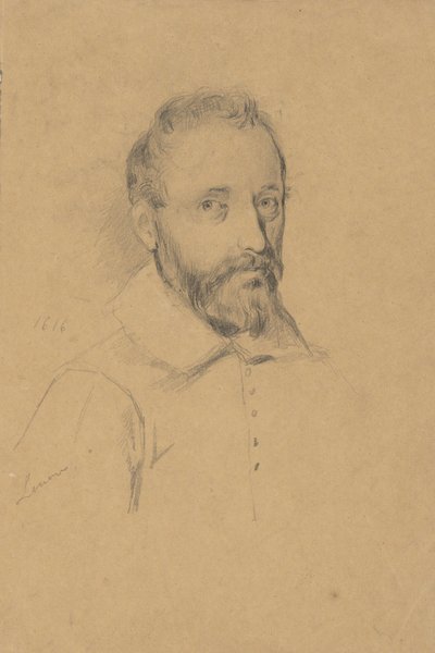 Portret niezidentyfikowanego mężczyzny, szkic do podpisania umowy w kabinie Mayflower autorstwa Edwin White