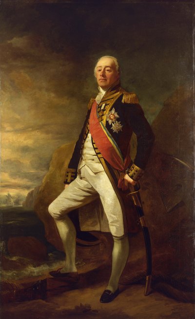 Portret wiceadmirała Jamesa Saumareza (1757-1836), pierwszego barona Saumarez, znanego ze zwycięstwa w bitwie pod Algeciras (w Zatoce Gibraltarskiej) w 1801 r. autorstwa Edwin Williams