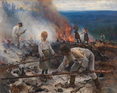 Pod jarzmem (Spalanie chrustu) autorstwa Eero Järnefelt