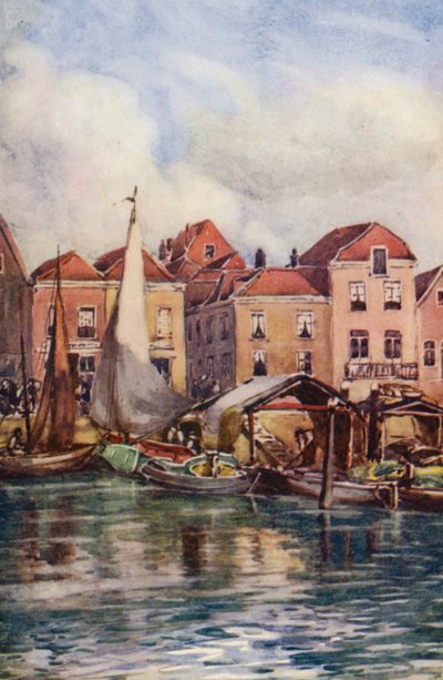 Ren: Dordrecht, targ rybny (kolorowa litografia) autorstwa Effie Jardine