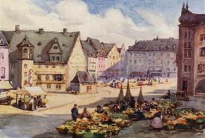 Ren: Rynek, Moguncja, Majencja (kolorowa litografia) autorstwa Effie Jardine