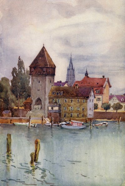 Ren: Rheinturm, Konstancja, Konstancja (kolorowa litografia) autorstwa Effie Jardine