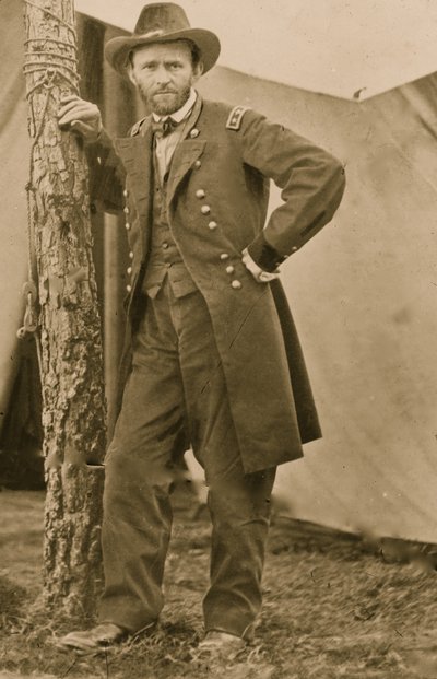 Gen. U.S. Grant w swojej kwaterze głównej w Cold Harbor, Va., 1863 r. (zdjęcie) autorstwa Egbert Guy Fowx