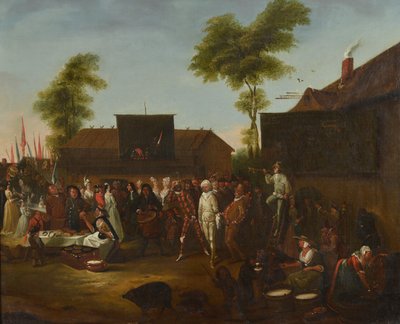 Karnawał wiejski z figurami Komedii dellArte autorstwa Egbert van the Elder Heemskerck