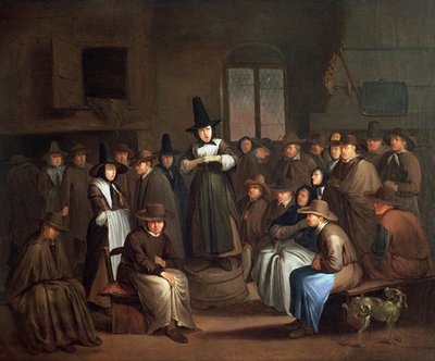 Quakers Meeting poli autorstwa Egbert van the Elder Heemskerk