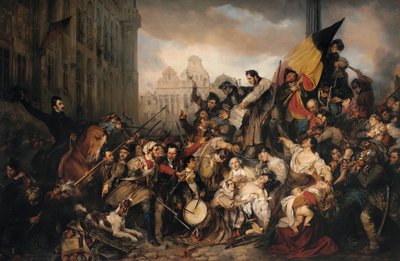 Epizod z wrześniowych dni 1830 roku na Wielkim Placu w Brukseli autorstwa Egide Charles Gustave Wappers