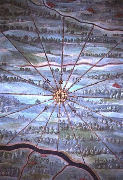 Promienie słońca, fragment z „Galerii Map Geograficznych” autorstwa Egnazio Danti