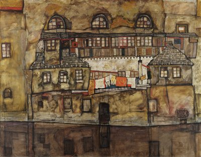 Ściana domu nad rzeką autorstwa Egon Schiele