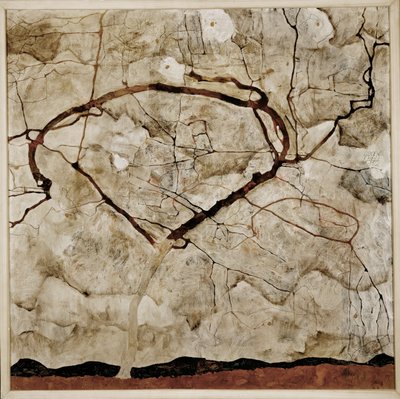 Jesienne drzewo w niespokojnym powietrzu (obraz na płótnie) autorstwa Egon Schiele