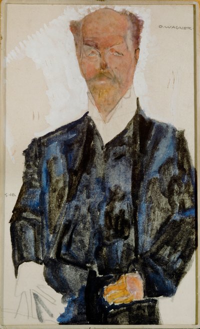 Bildnis Otto Wagner Akwarela i ołówek z białym tuszem ... (akwarela i ołówek) autorstwa Egon Schiele
