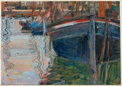 Boats, sich im Wasser spiegelnd [Boats mrrored in the ... autorstwa Egon Schiele