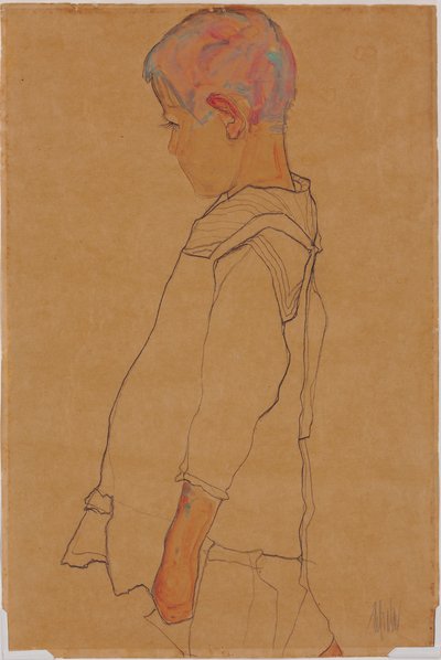 Dziecko w profilu zwróconym w lewo autorstwa Egon Schiele