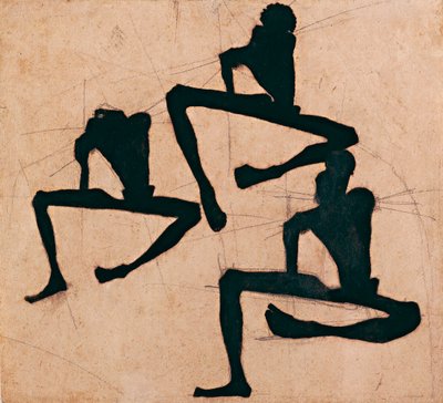 Kompozycja z trzema nagimi mężczyznami - Kompozycja z trzema aktami męskimi - Egon Schiele (1890-1918), Atrament na papierze autorstwa Egon Schiele