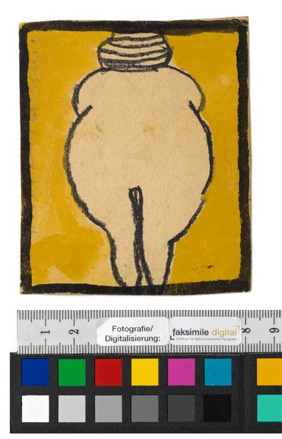 Entwurf für eine Wanddekoration im Atelier Wattmanngasse (Venus von Willendorf) autorstwa Egon Schiele